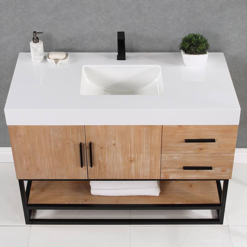 Altair Bianco Bath Vanity with White Composite Stone Top,no Mirror