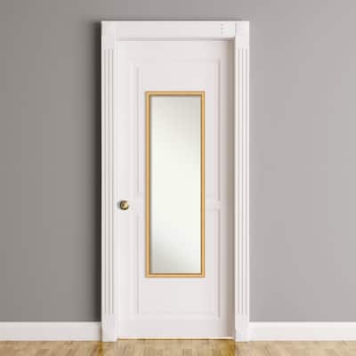 Salon Scoop Non-Beveled Wood Framed Full-Length On the Door Mirror - Glass Size 14x48