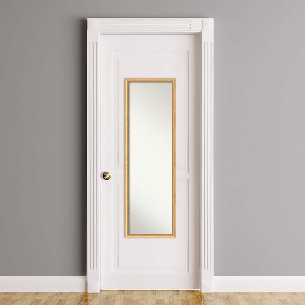 Salon Scoop Non-Beveled Wood Framed Full-Length On the Door Mirror - Glass Size 14x48