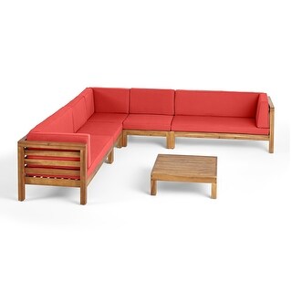 Oana 7-seater Acacia Wood Sectional Sofa Set