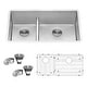 preview thumbnail 2 of 7, Ruvati 33-inch Low-Divide Undermount 40/60 Double Bowl 16 Gauge Rounded Corners Stainless Steel Kitchen Sink - 33 x 19 - 33 x 19