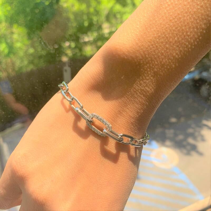 Joelle Collection Diamond Link Bracelet 14K White Gold 1 1/5 CT TDW Diamond Link Bracelet