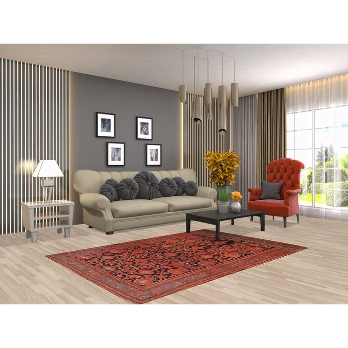 Hand Knotted Oriental 100% Wool Carpet Traditional Floral Oranges & Rust Malayer Area Rug - 6' 6'' X 4' 5''