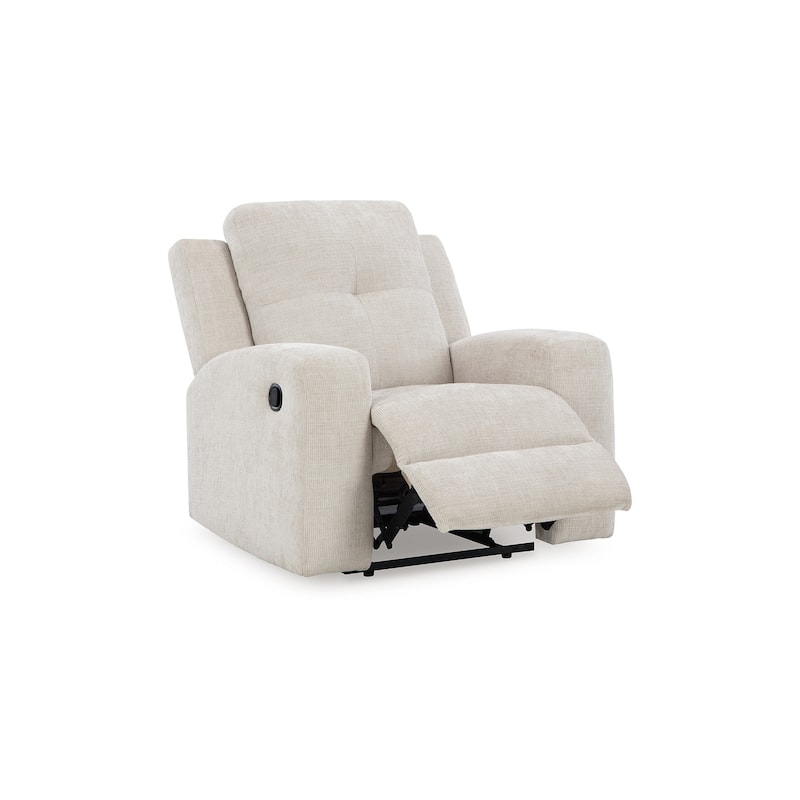 Genna Manual Recliner Chair, Light Beige Polyester, Soft Cushioned