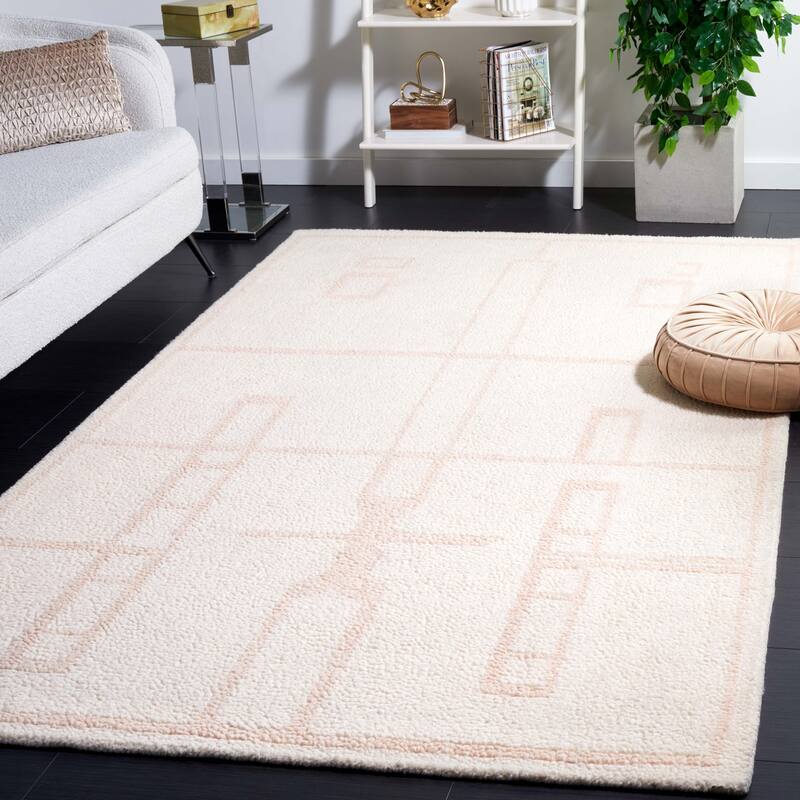 SAFAVIEH Handmade Fifth Avenue Laetitia Mid-Century Modern Wool Rug - 8' x 10' - Ivory/Pink