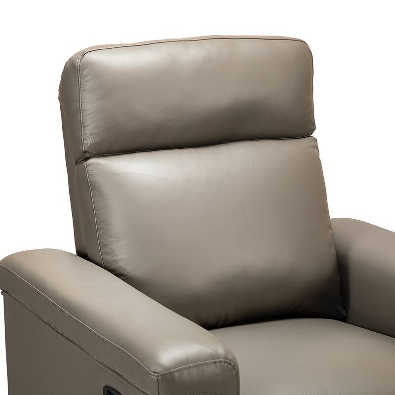 Alicia 34.65" Wide Contemporary Classic Genuine Leather Power Recliner With USB Port