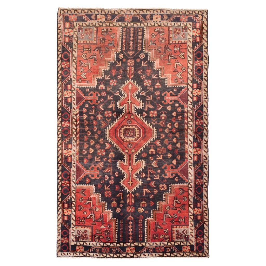 ECARPETGALLERY Hand-knotted Anadol Black, Red Wool Rug - 4'5 x 7'3