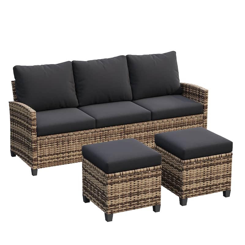 6-Piece Wicker Patio Conversation Set with Swivel Chairs