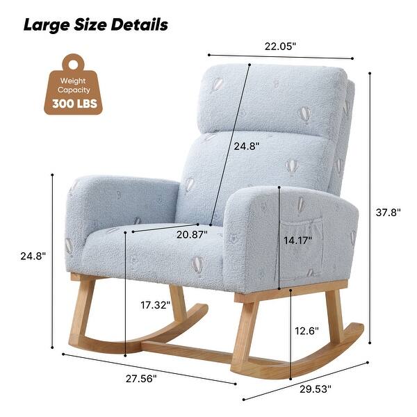 dimension image slide 21 of 22, HOMYKA 28" Wide Rocking Chair for Nursery with Solid Wood Leg