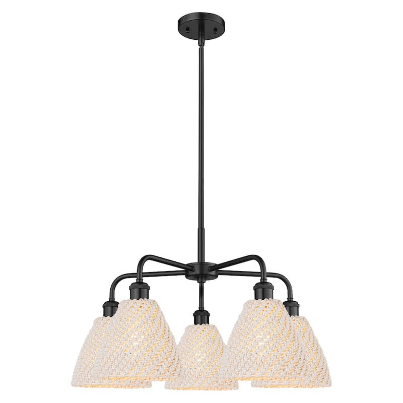 Innovations Lighting Endless Possibilities Ballston - Bristol Natural - 5 Light 26" Stem Hung Chandelier - Matte Black