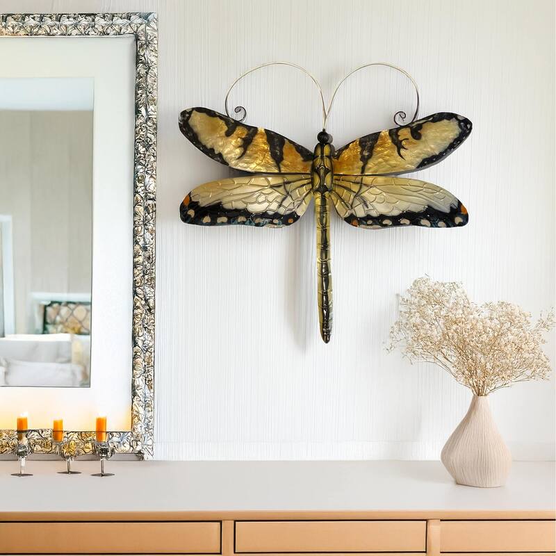 Dragonfly Wall Decor Gold And Blue