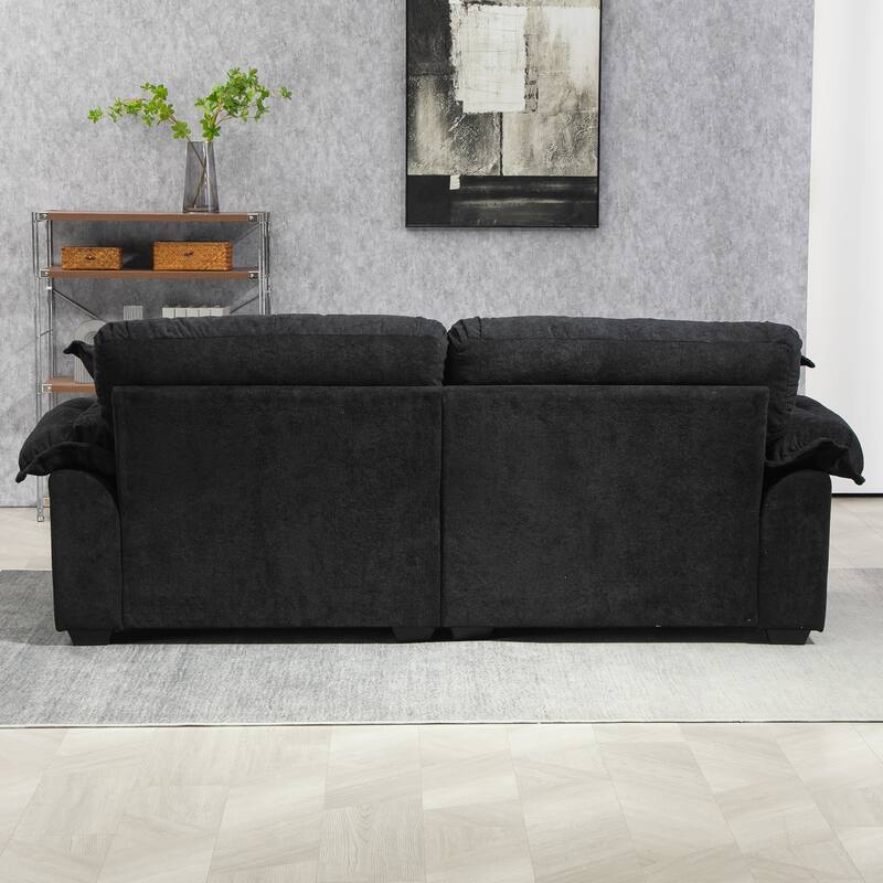 Small Sofa Loveseat Deep Seat Sofa Couch with 2 Throw Pillows, 2-Seater Settee with Pillow Top Armrests