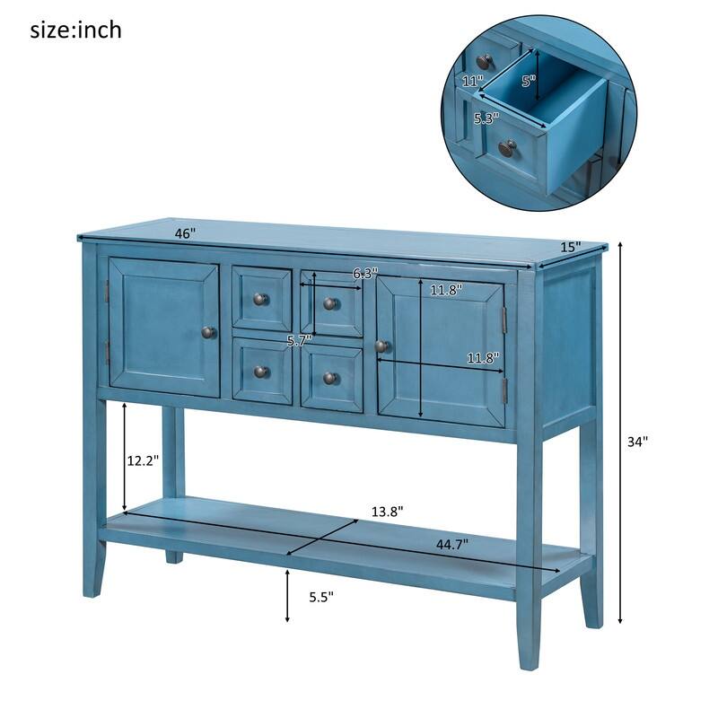 46" Console Sofa Table Sideboard with Storage Drawers Cabinets & Shelf