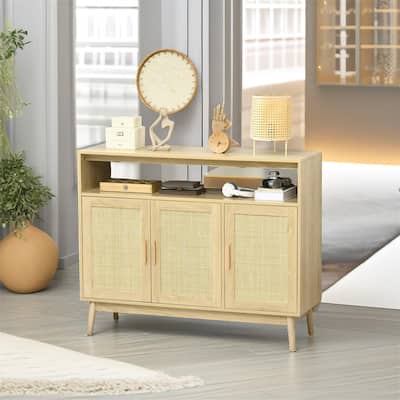 Sideboard Buffet Cabinet with Rattan Doors