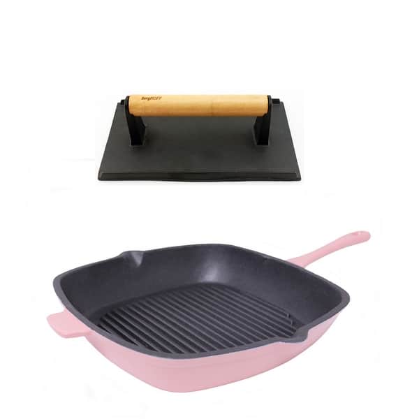 Neo 2pc Cast Iron Grill Set Grill Pan & Bacon/Steak Press Pink Bed Bath & Beyond 37571409