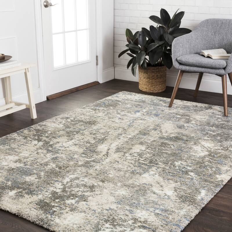 Alexander Home Mid-Century Modern Slate Abstract Area Rug - 3'10" x 5'7" - slate - Runner/Rectangle