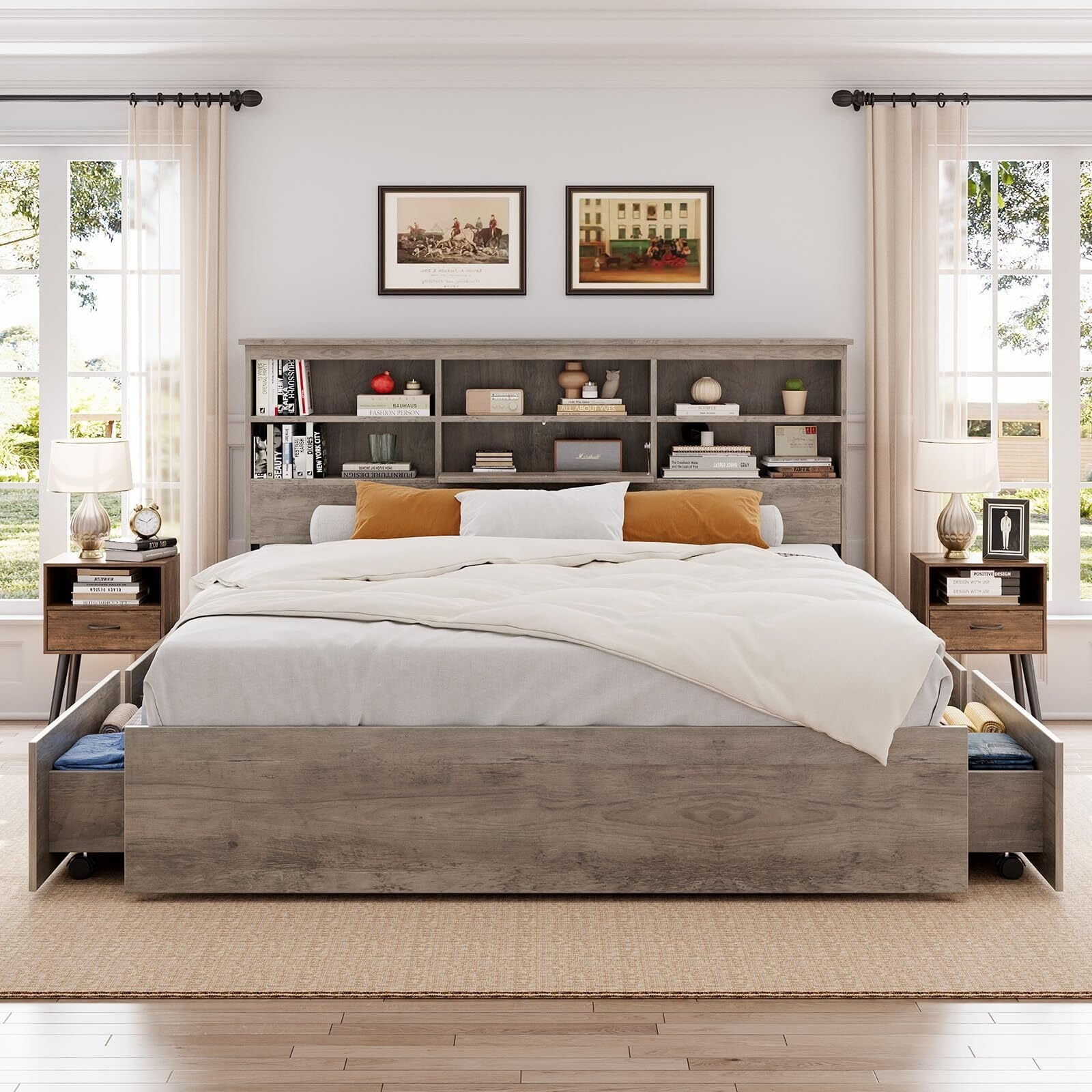 Large queen bed frame discount