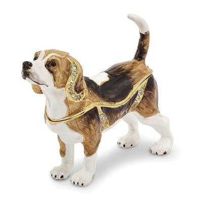 Bejeweled Enameled & Crystal Beagle Dog Trinket Box Bejeweled Enameled & Crystal Beagle Dog Trinket Box