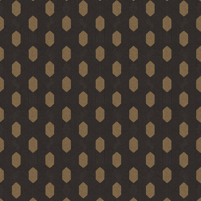 Galerie Wallcoverings Absolutely Chic Art Deco Style Geometric Motif Vinyl on Non-woven Wallpaper Roll - 33 feet x 21 inches - Black