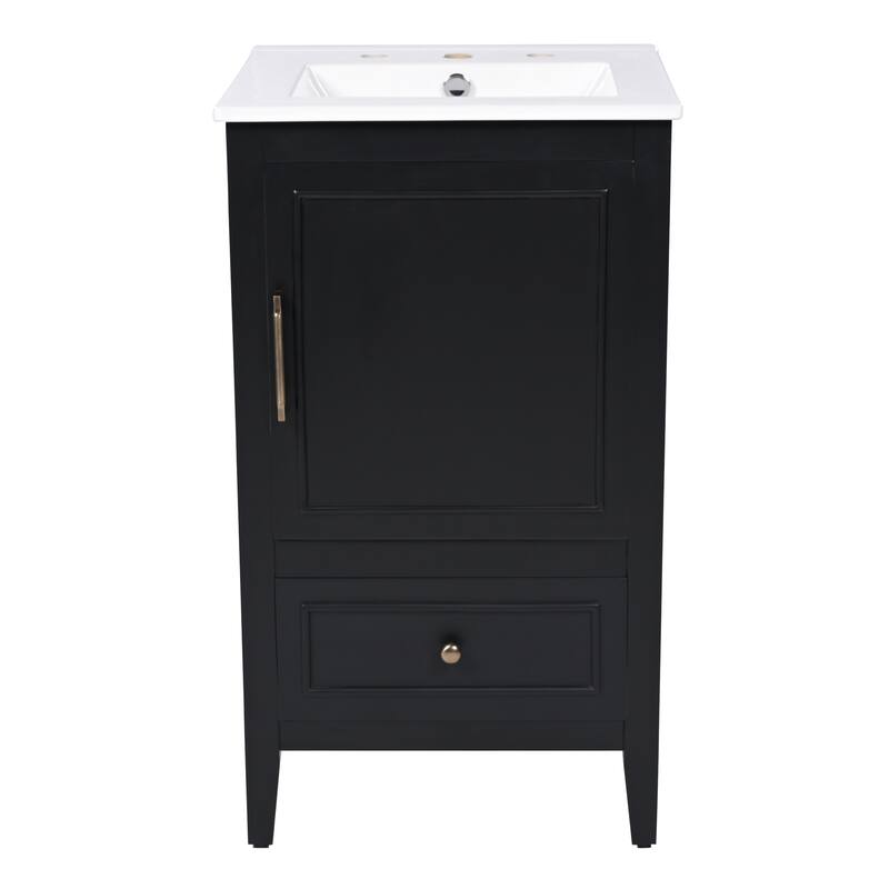 20" Bathroom Vanity Cabinet with Sink, Drawer, Storage Door Shelf and Adiustable Foot Pads