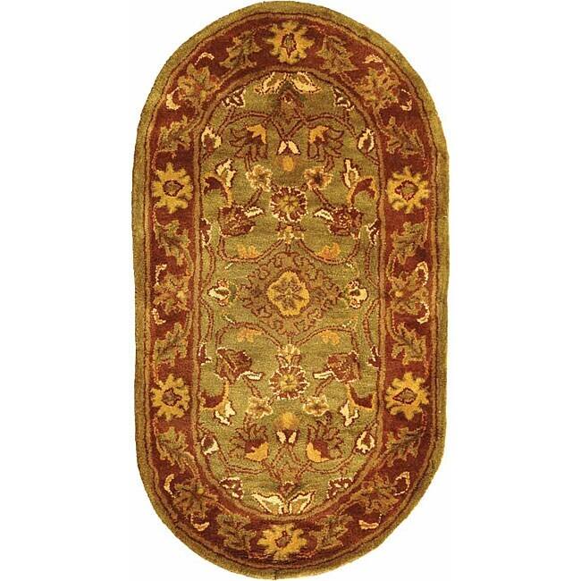 SAFAVIEH Handmade Golden Effie Tomika Traditional Oriental Wool Rug - 2'3" x 4' Oval - Green/Rust