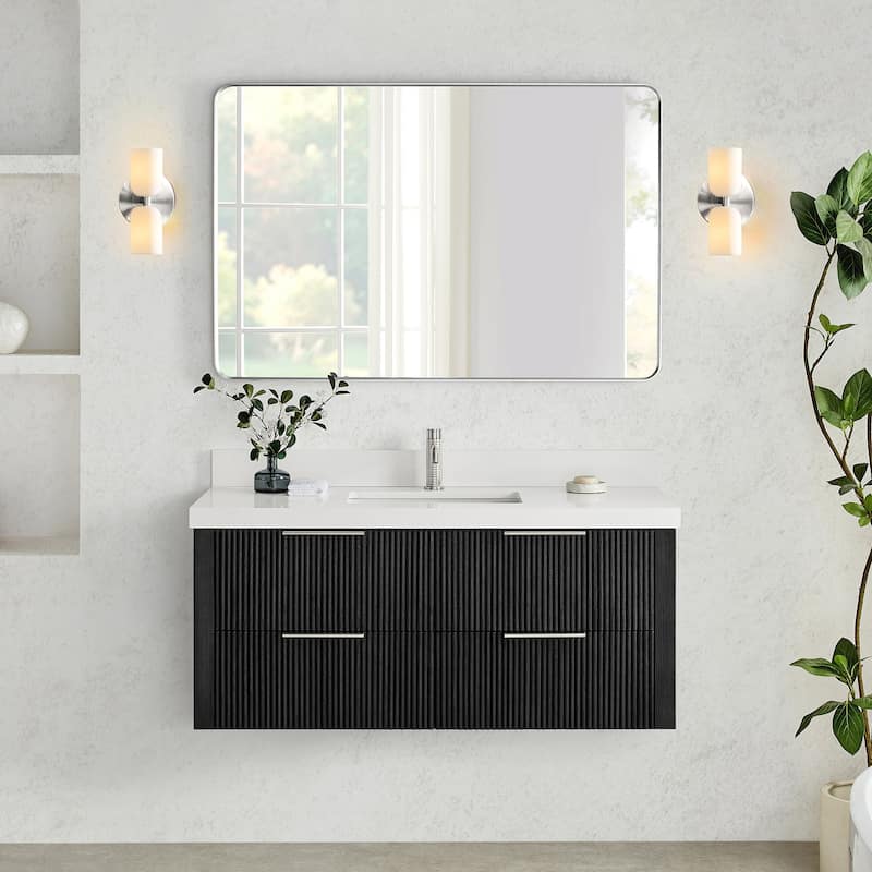 Barcelona Floating Bath Vanity with Quartz Stone Top without Mirror