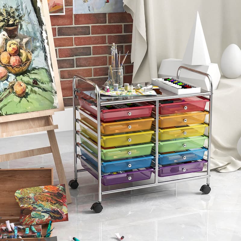 Costway 12 Drawers Rolling Cart Storage Scrapbook Paper Studio - See Details