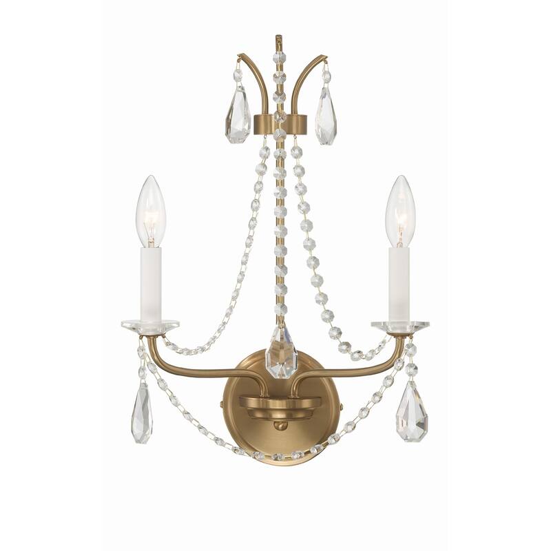 Crystorama Lighting Group KAR-90902-CL-MWP Karrington 2 Light 19" Tall - Aged Brass