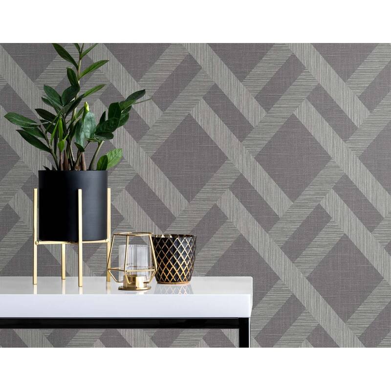 Seabrook Designs Linen Trellis Embossed Vinyl Unpasted Wallpaper