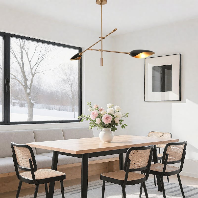 Modern Multi-Light Large Black Gold Sputnik Chandelier Metal Pendant Lights for Dining Room
