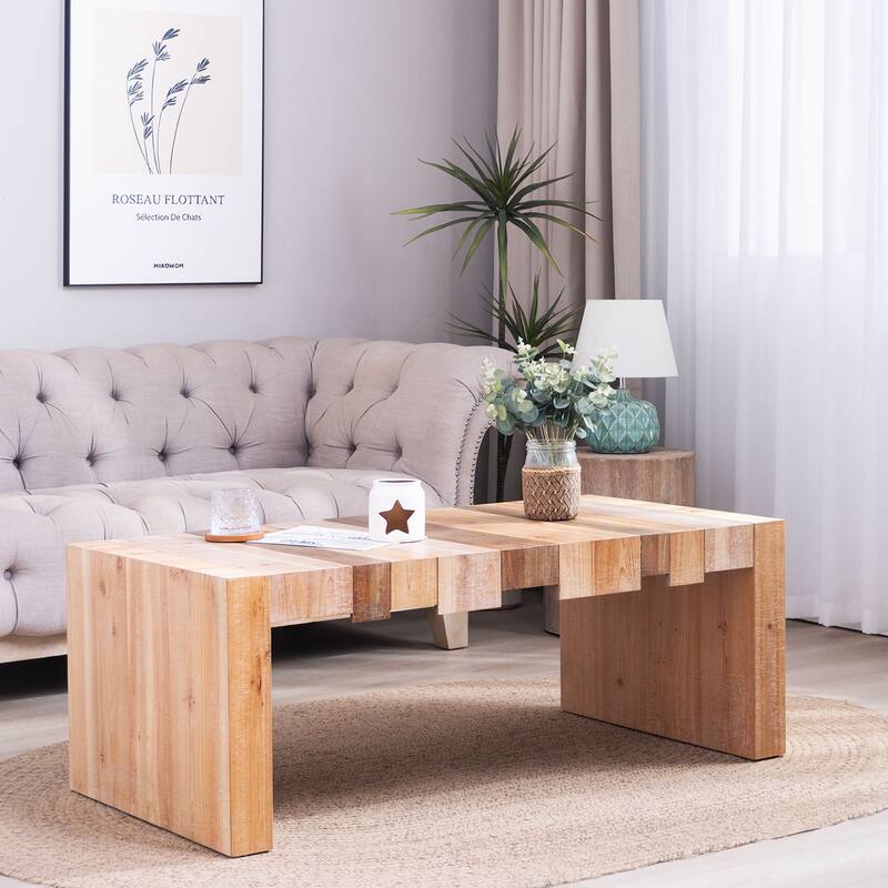 48.2" Modern Rectangular Center Coffee Table for Living Room - Natural