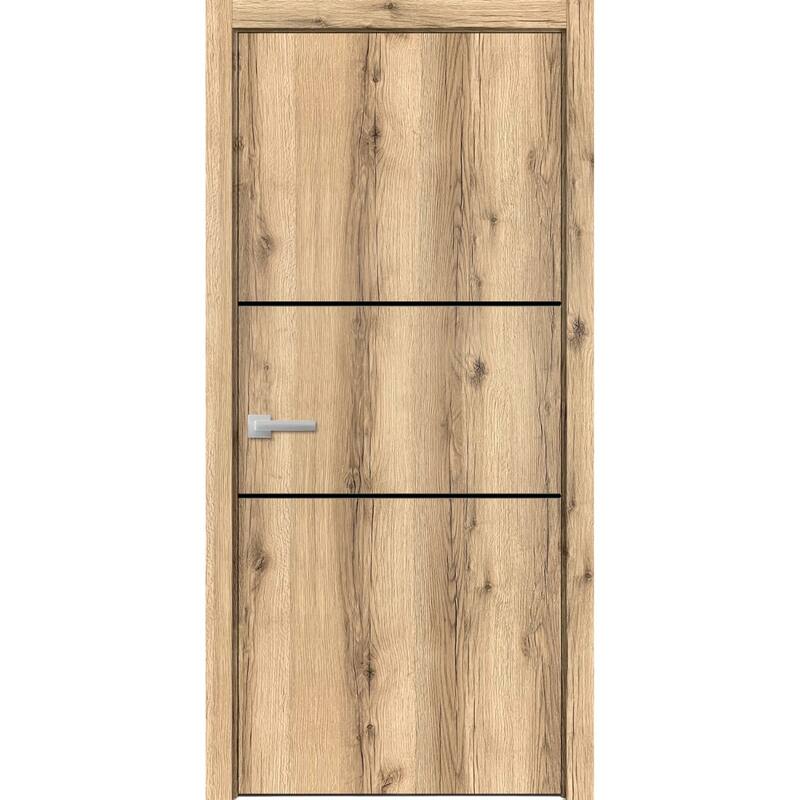Solid French Door 18 x 80 Planum 0014 Oak with| Bathroom - 30" x 80"
