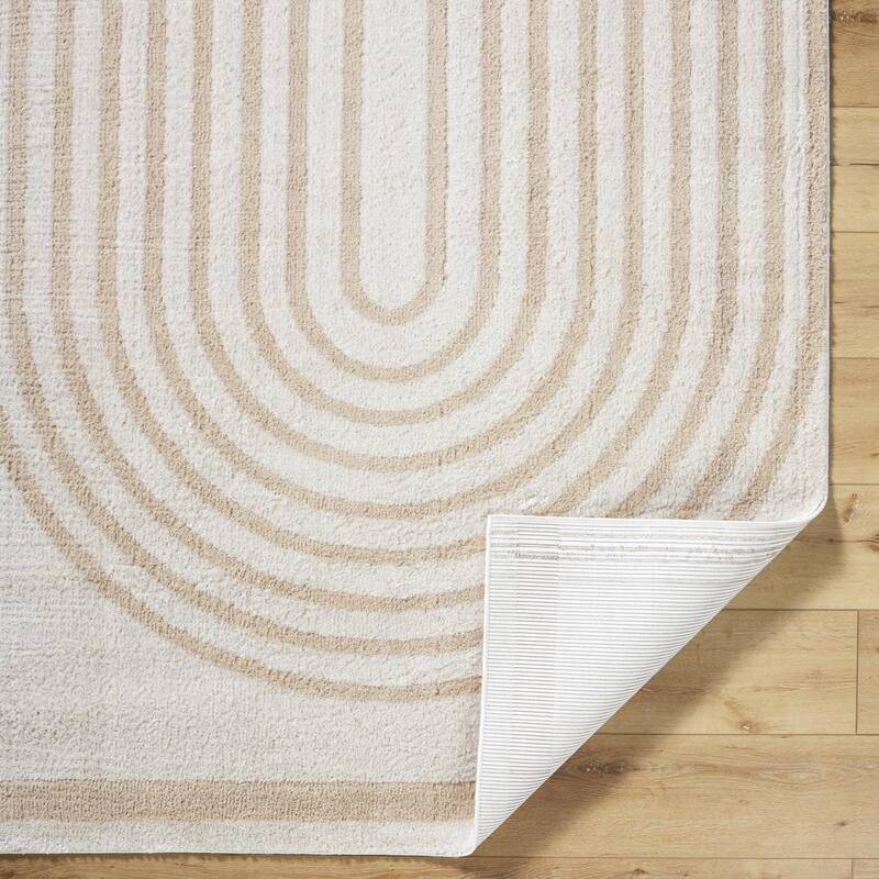 Livabliss Scandinavian Fossay Shag Stripe Washable Area Rug