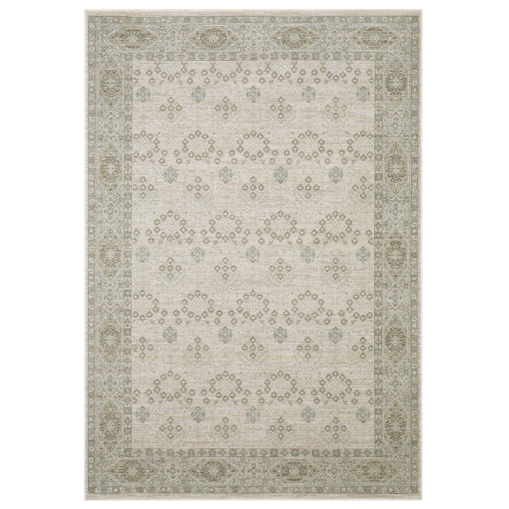 Kellan Floral Oriental Beige/ Green Area Rug-