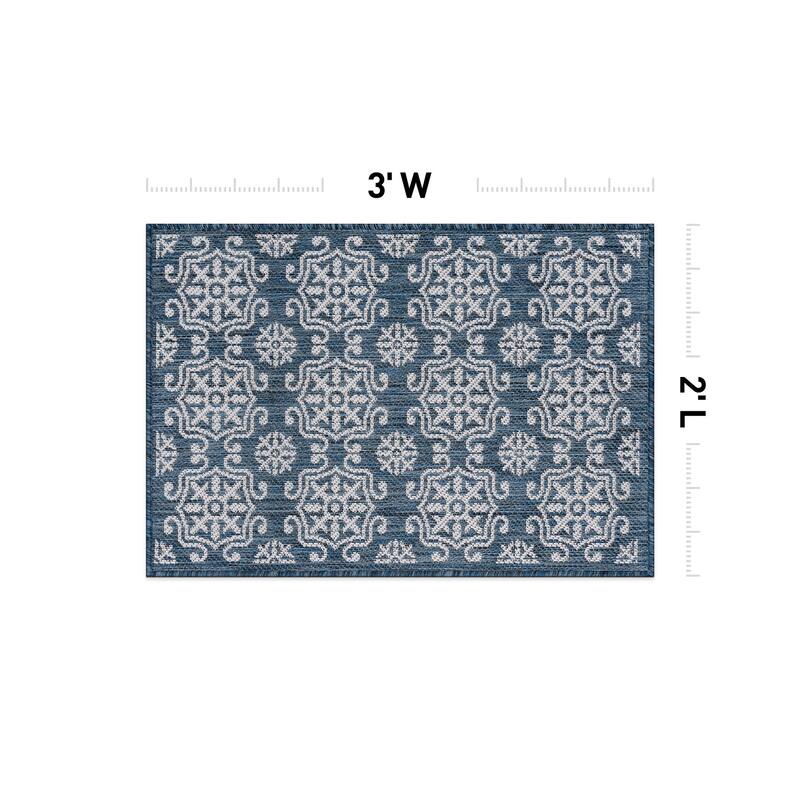 World Rug Gallery Transitional Geometric Textured Flat Weave Indoor/Outdoor Area Rug