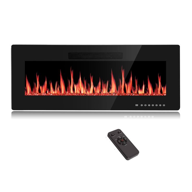 Electric Fireplace Insert, 750/1500W Electric Heater, Adjustable Flame Color, Remote Control, Timer - 60 IN