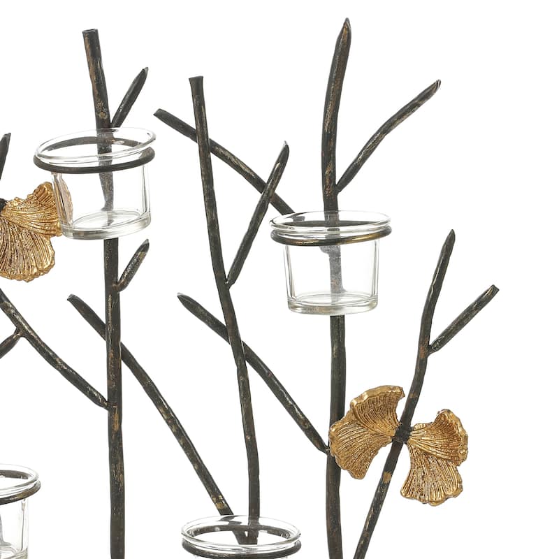 Rustic Black Metal Nature Tree Branches Tabletop Tea Light Holder - 18.3" H x 19" W x 4.25" D