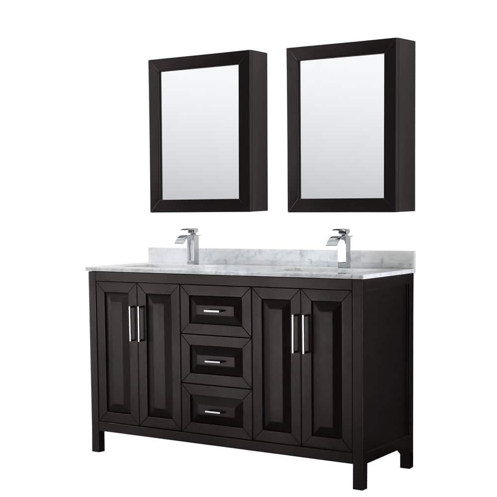 Wyndham Collection Daria 60" Free Standing Double Vanity Set with MDF