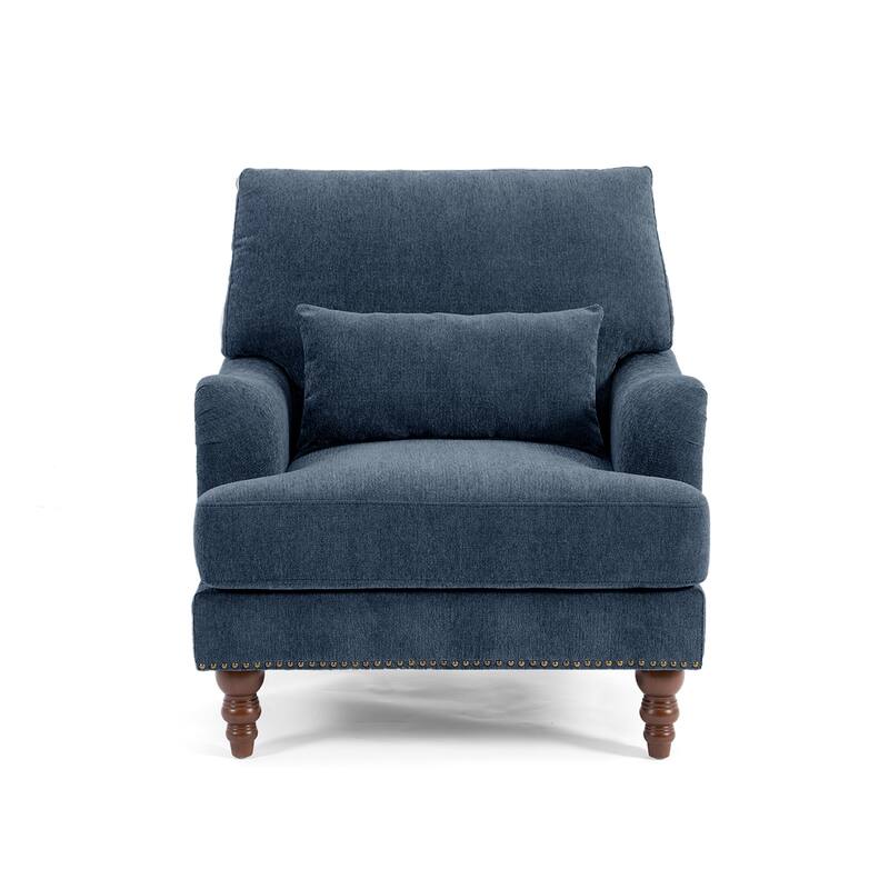 2 Piece Mid-Century Modern Oversized Accent Armchair Upholstered Chair