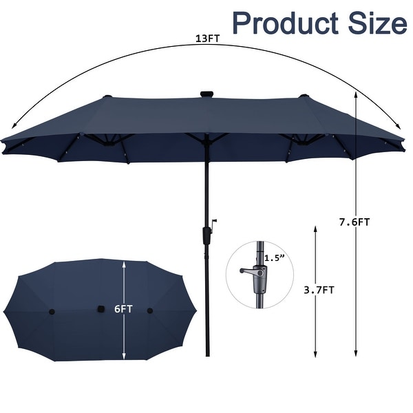 Ainfox 13ft Double-sided Patio Umbrella Solar LED Lighted