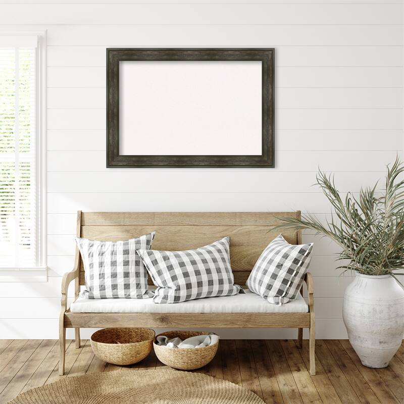 Rail Rustic Char Framed White Corkboard Bulletin Board
