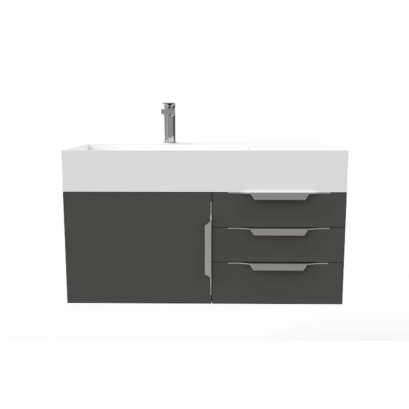 Amazon 36" Wall Mounted Bathroom Vanity Set w/ White Top