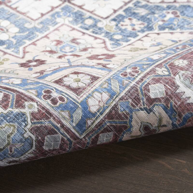 Lahuf Power Loomed Distressed Non Skid Stain Resistant Low Pile Area Rug By HomeRoots - 84' X '60' X '0.2