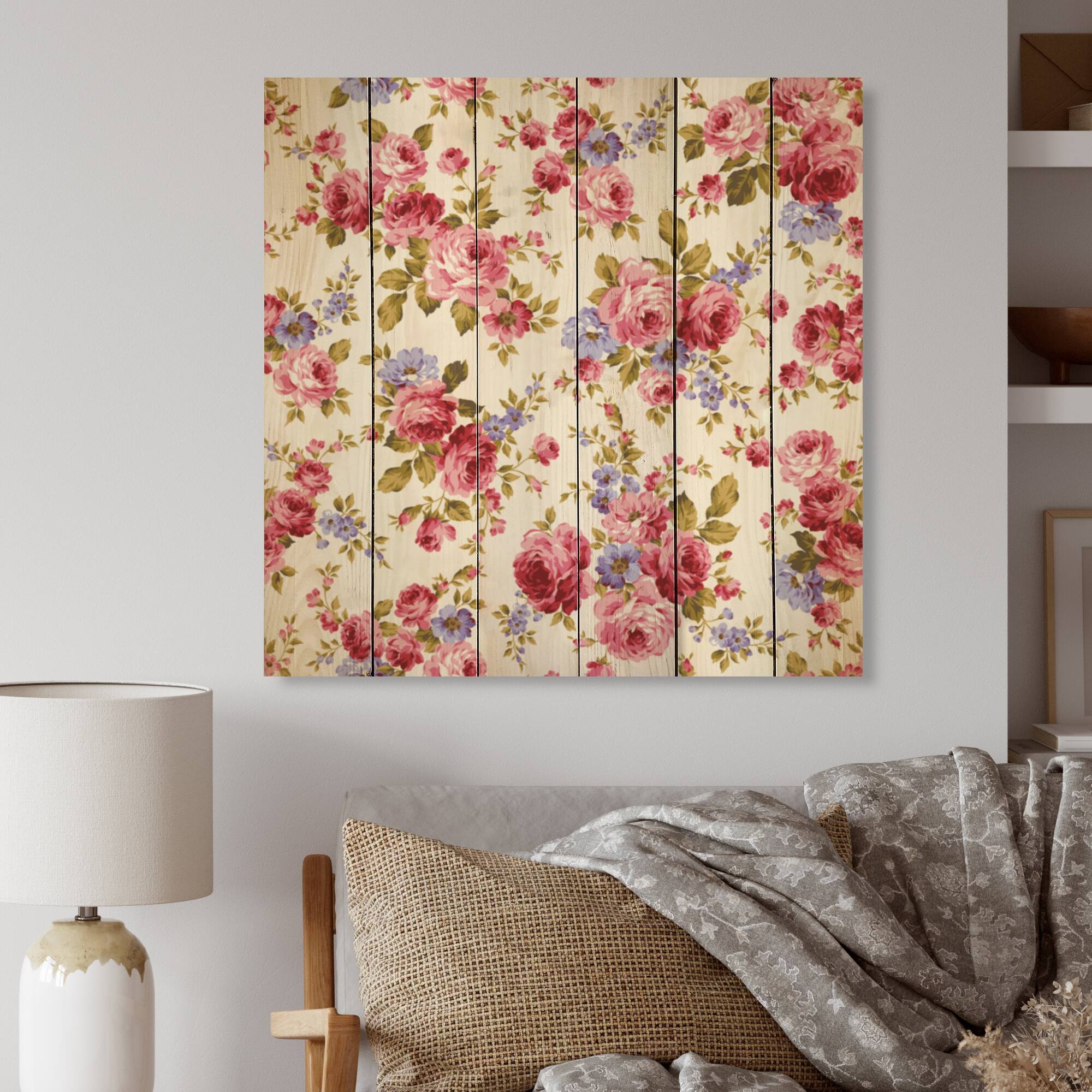 Designart 'Pink Roses Composition' Traditional Wood Wall Art Décor ...