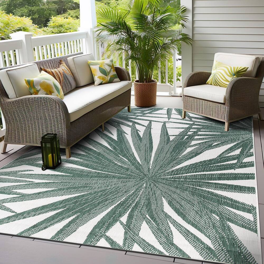 World Rug Gallery Tropical Nature Inspired Indoor/Outdoor Area Rug