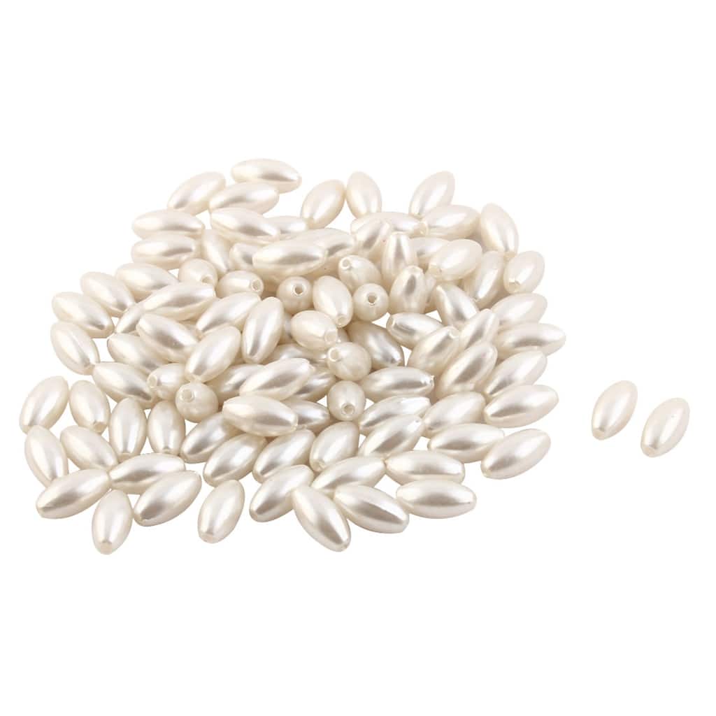 Dress Rice Shaped DIY Loose Beads Imitation Pearl Headwear 100pcs - White