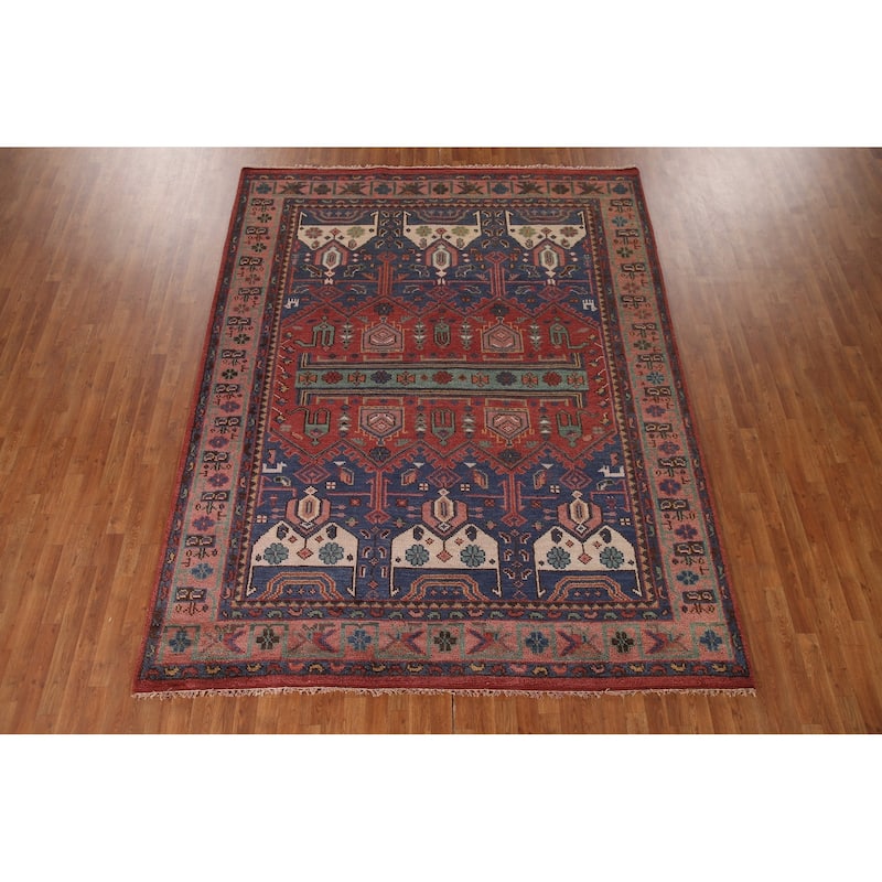 Geometric Sirjan Oriental Area Rug Handmade Wool Carpet - 8'0"x 10'2"