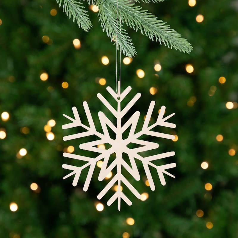 Cut-Out Snowflake Wooden Christmas Ornaments - 5" - Set of 8
