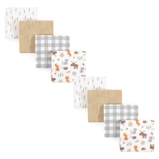 Hudson Baby Cotton Flannel Receiving Blankets Bundle Set, Woodland, One Size - Woodland - One Size