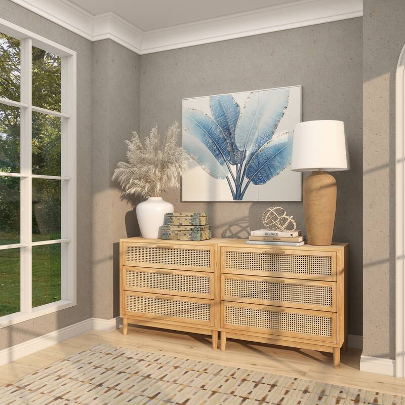 Blue Metal Leaf Palm Tree Home Wall Decor with Gold Foil Accents and White Speckled Details